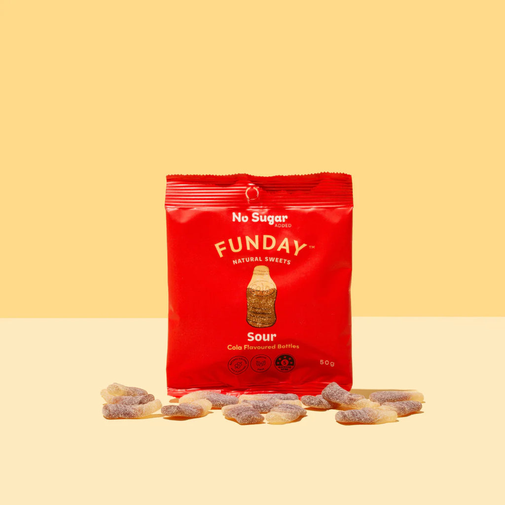 FUNDAY Sweets - Sour Cola Flavoured Gummy Bottles 50g