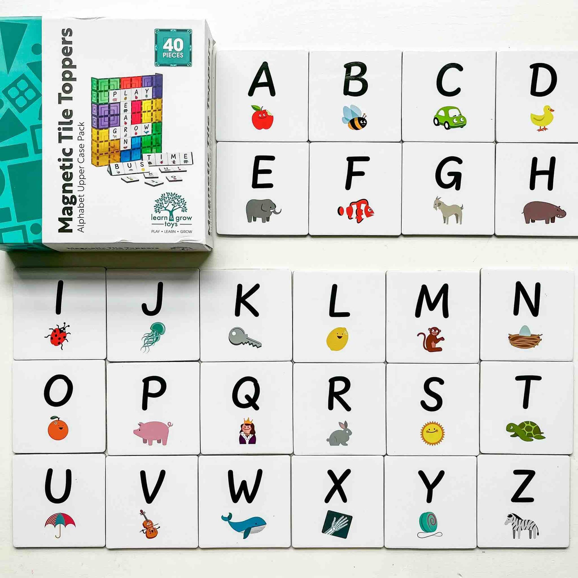 Learn & Grow Magnetic Tile Topper - Alphabet Upper Case Pack (40 Piece)