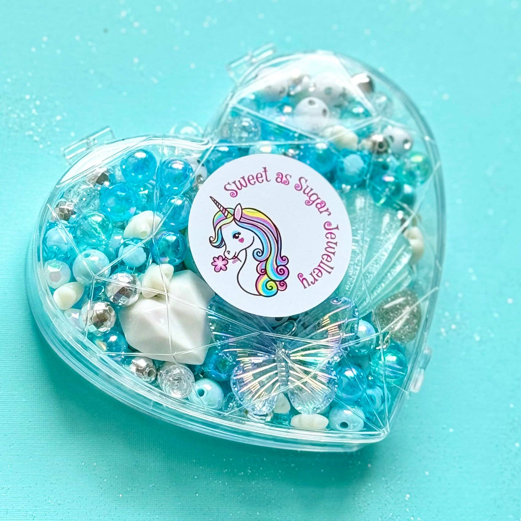Sweet as Sugar Jewellery Making Kit Tiffany Teal Heart Shape
