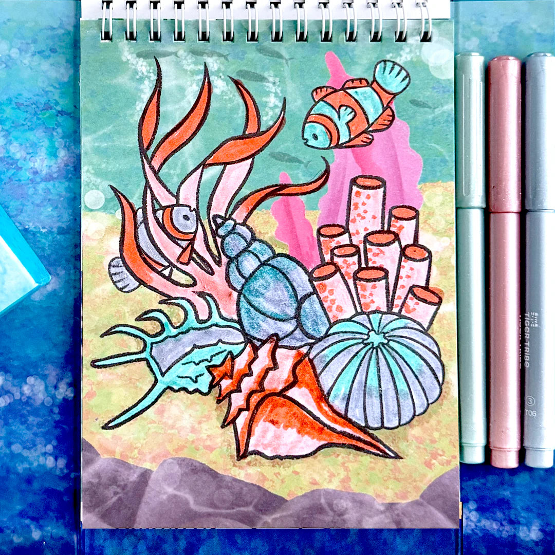 Tiger Tribe - Shimmer Colouring Set - Sea Life