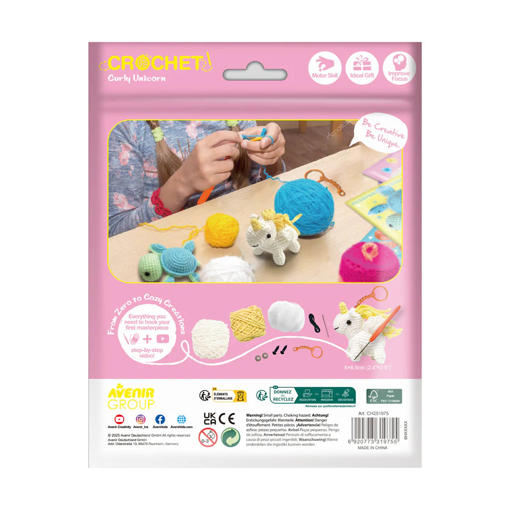 Avenir - Crochet Keychain - Curly Unicorn