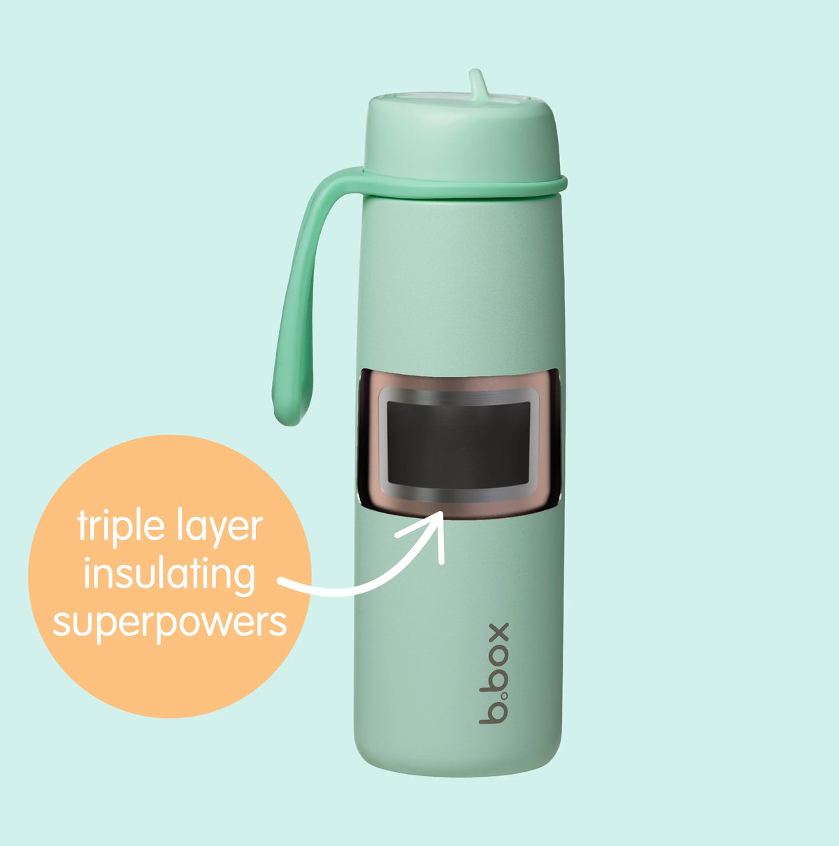 b.box Insulated Flip Top Bottle - 690ml - Sea Glass