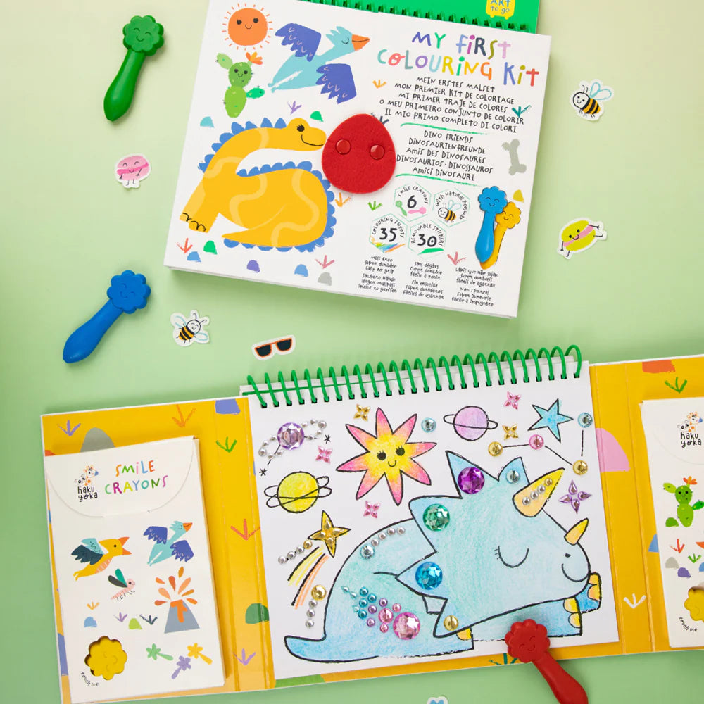 Haku Yoka - Art To Go - My First Colouring Kit - Dino Friends
