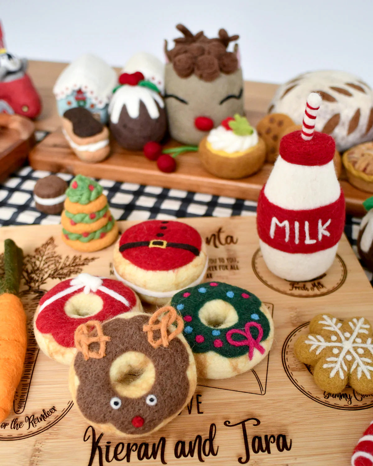 Tara Treasures - Magical Christmas Play Food Set - Santa's Milk and 4 Christmas Donuts