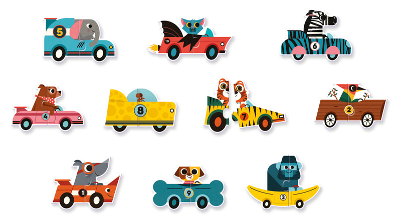 Djeco - Duo Racing Cars 20pcs Puzzles