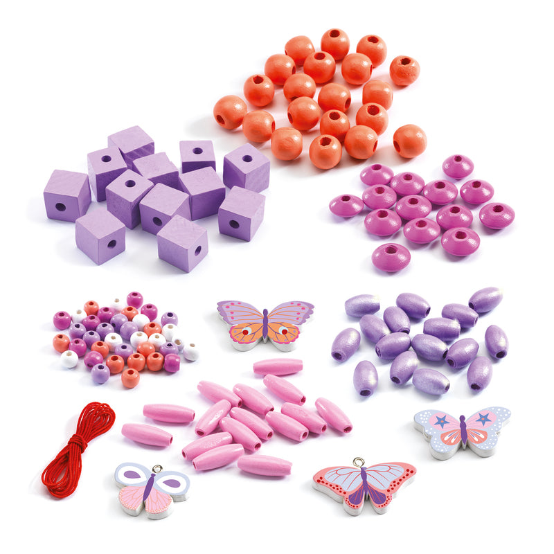 Djeco - Colourful Butterfly Wooden Beads