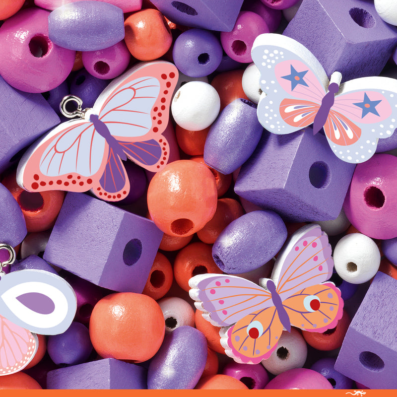 Djeco - Colourful Butterfly Wooden Beads