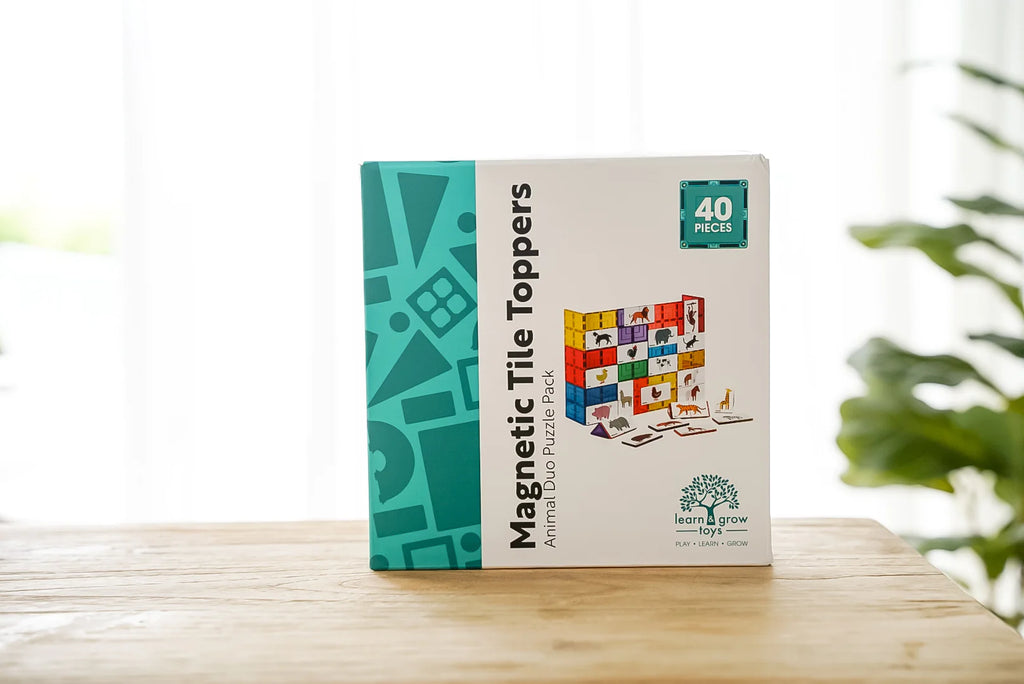 Learn & Grow Magnetic Tile Topper - Duo Animal Puzzle Pack (40 Piece)
