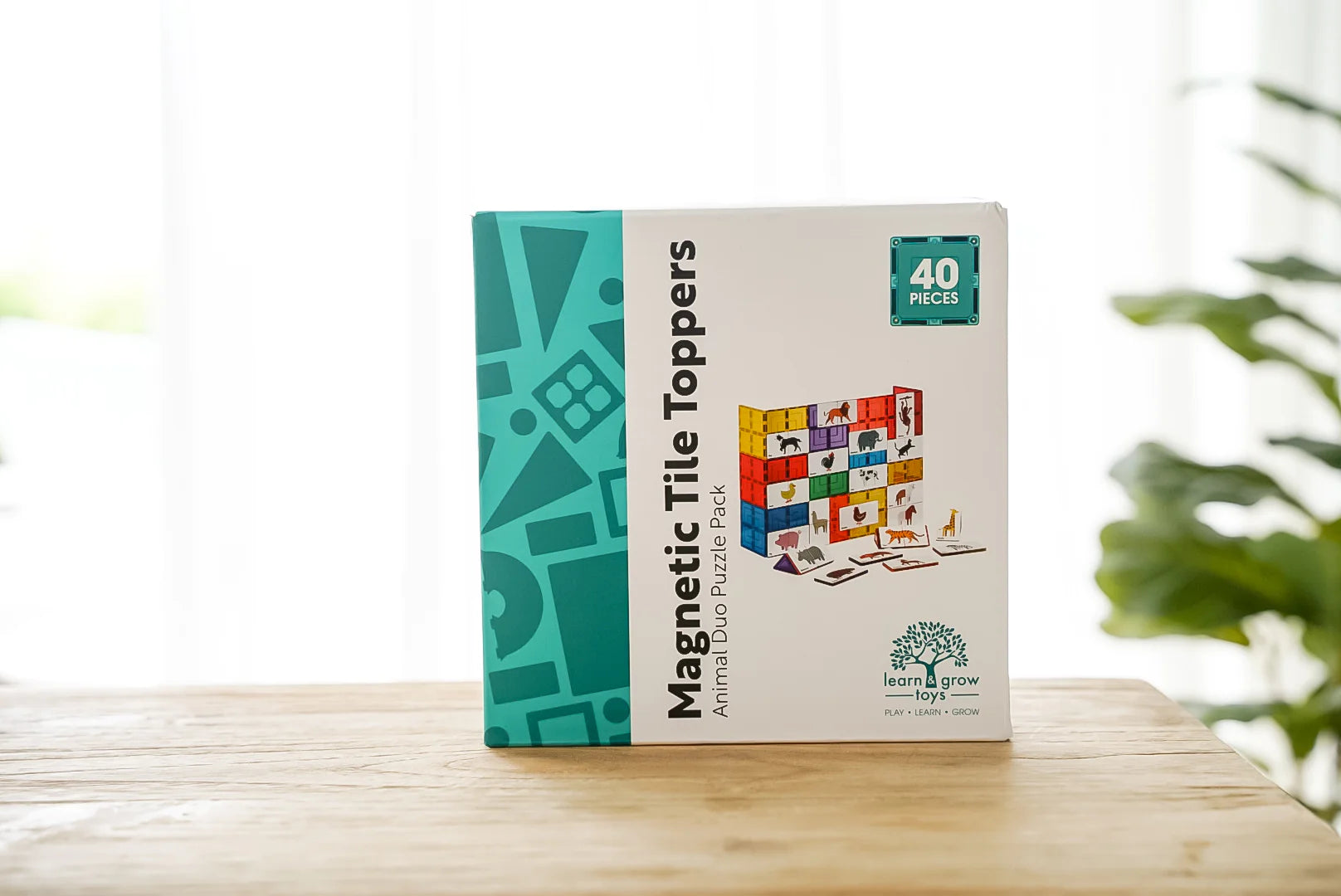 Learn & Grow Magnetic Tile Topper - Duo Animal Puzzle Pack (40 Piece)