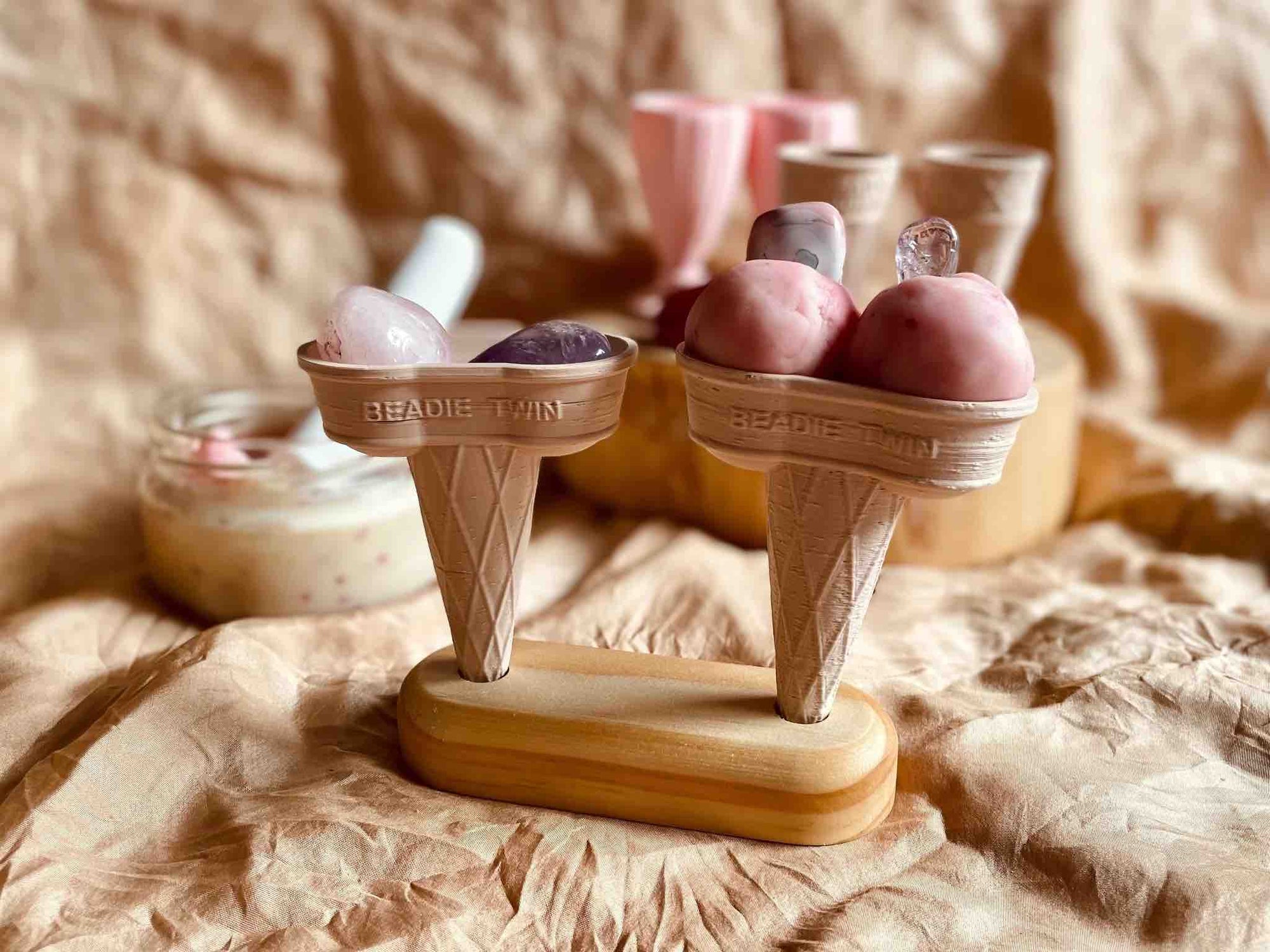 Beadie Bug Play - Wooden Icecream Cone Holder 2-Hole