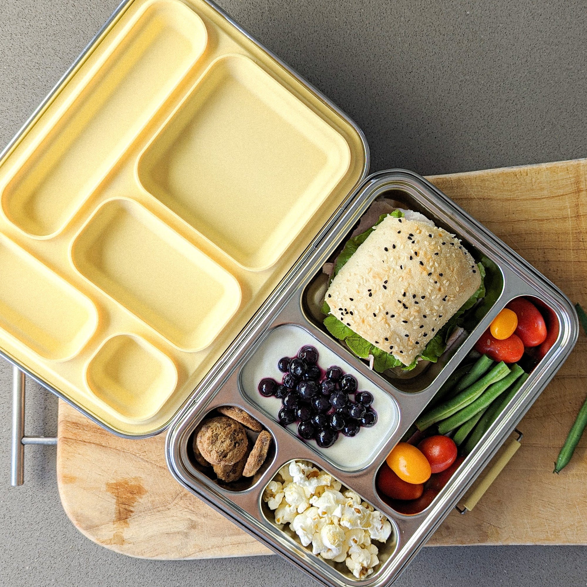 Ecococoon Bento Box 5 Stainless Steel - Leak Proof - Limoncello