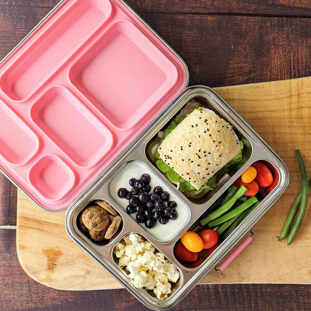 Ecococoon Bento Box 5 Stainless Steel - Leak Proof - Pink Rose