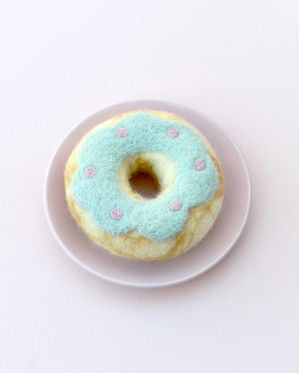 Tara Treasures - Felt Doughnut (Donut) with Pastel Blue Frosting and Pink Dots