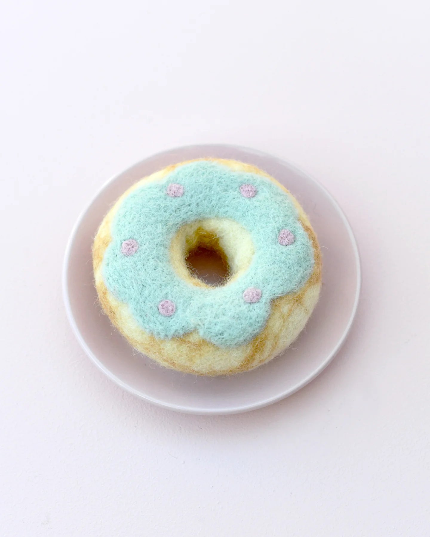 Tara Treasures - Felt Doughnut (Donut) with Pastel Blue Frosting and Pink Dots