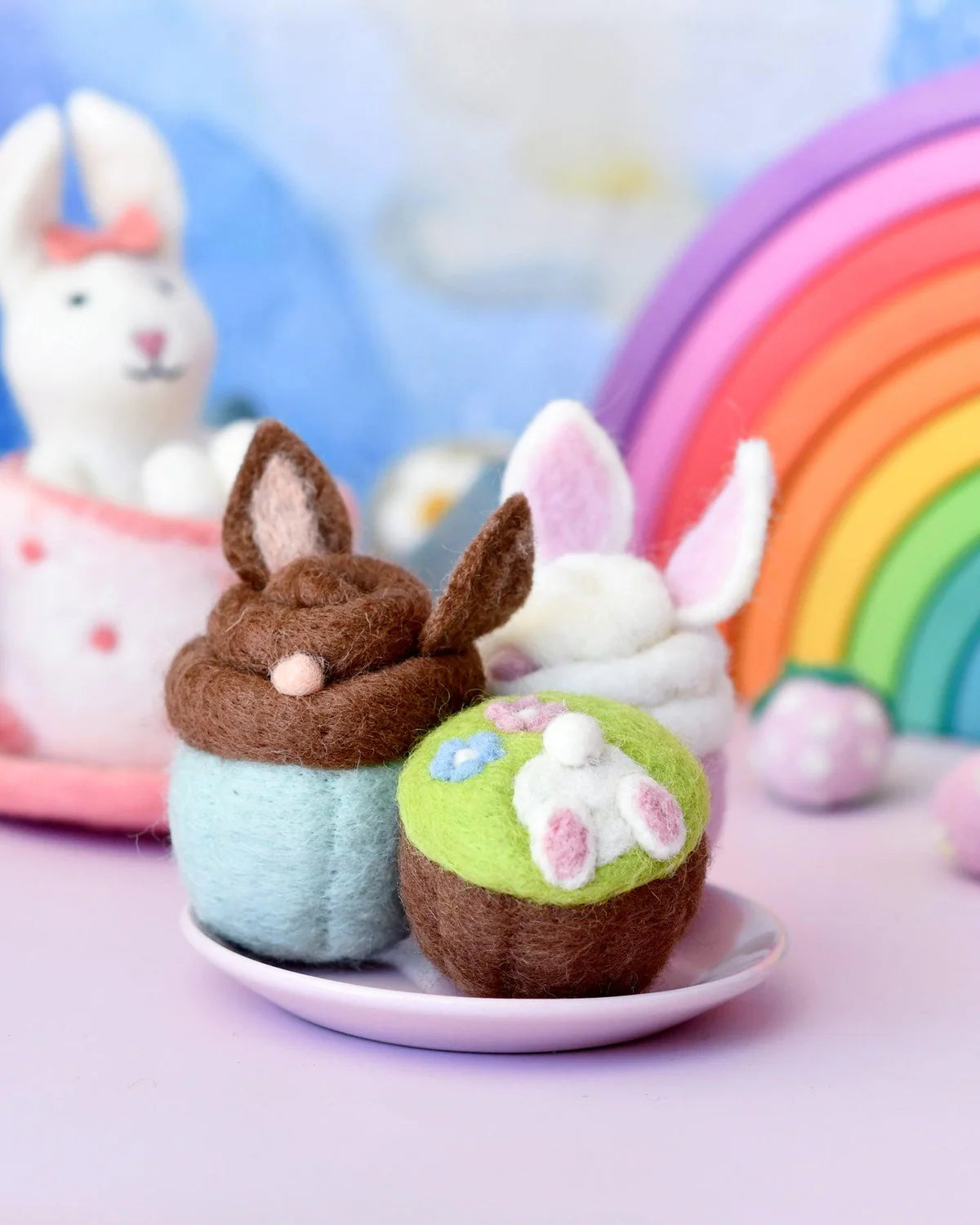 Tara Treasures - Felt Easter Bunny Cupcakes - Set of 3