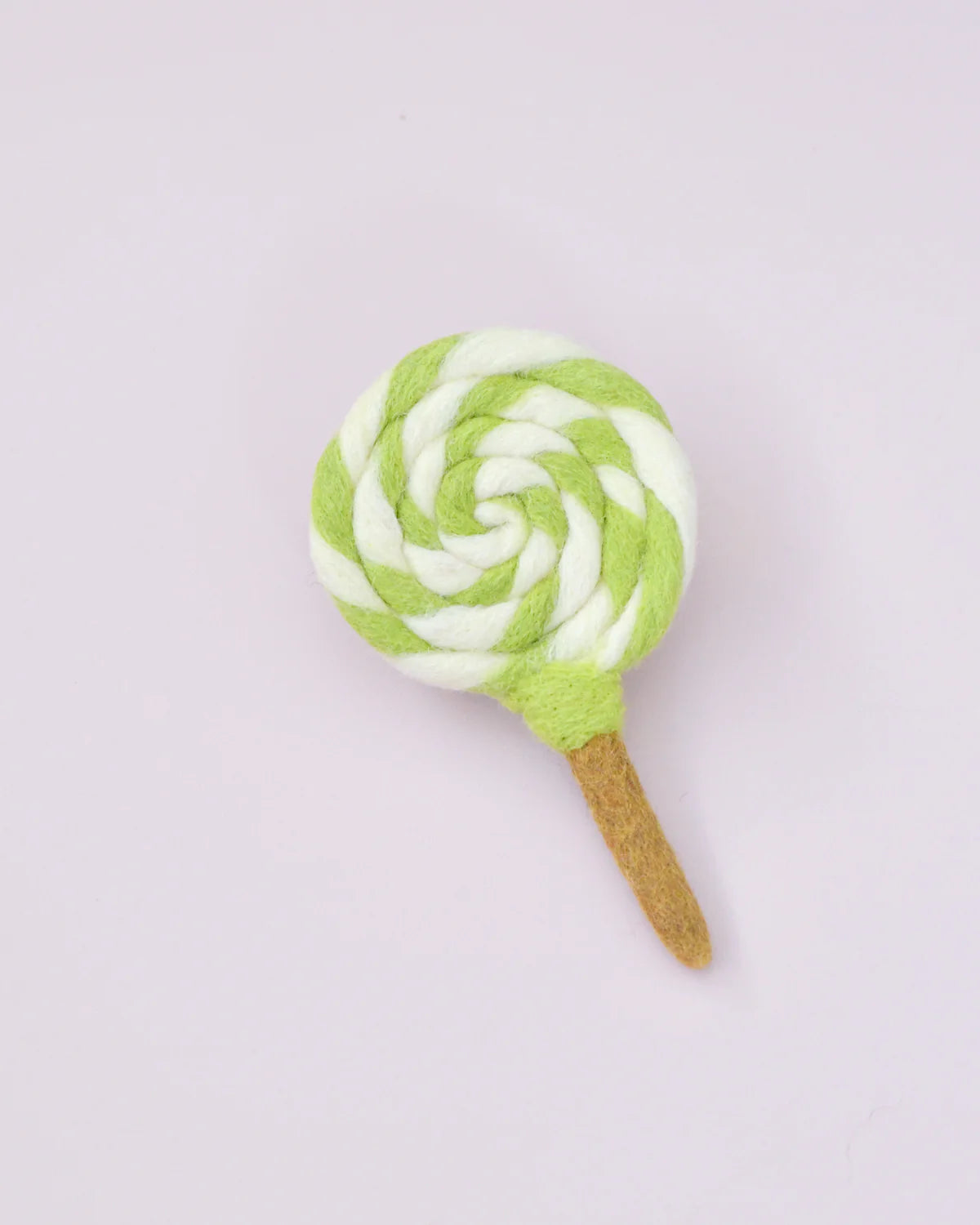 Tara Treasures - Felt Lime Green and White Swirl Lollipop
