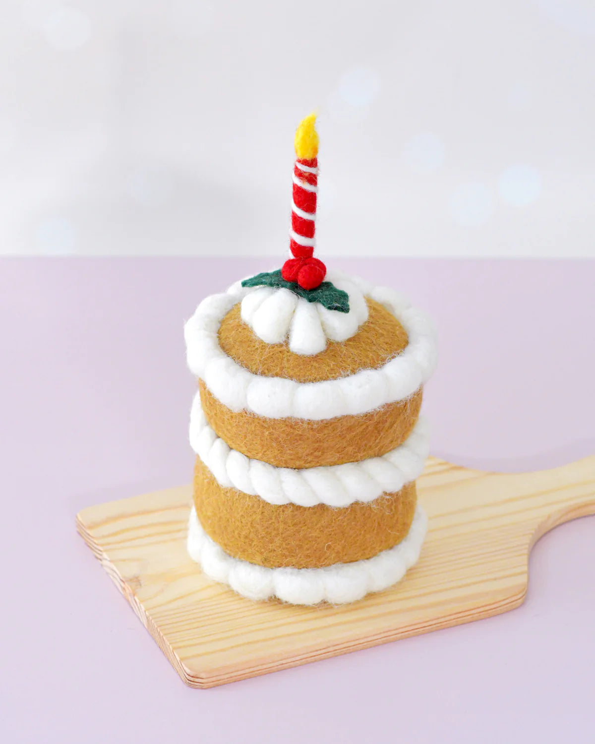 Tara Treasures - Felt Spongecake with Holly Berries and Candle