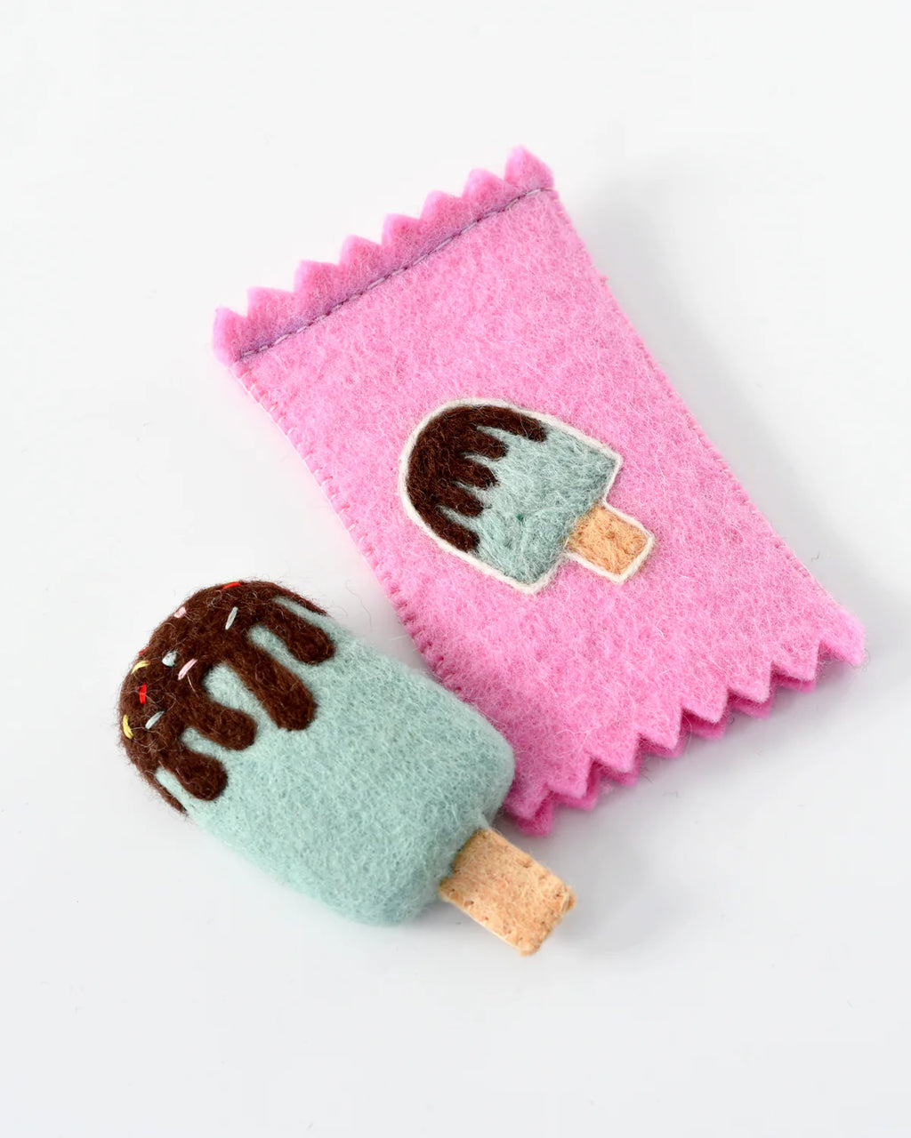 Tara Treasures - Felt Mint Ice Cream Popsicle Toy with Wrapper