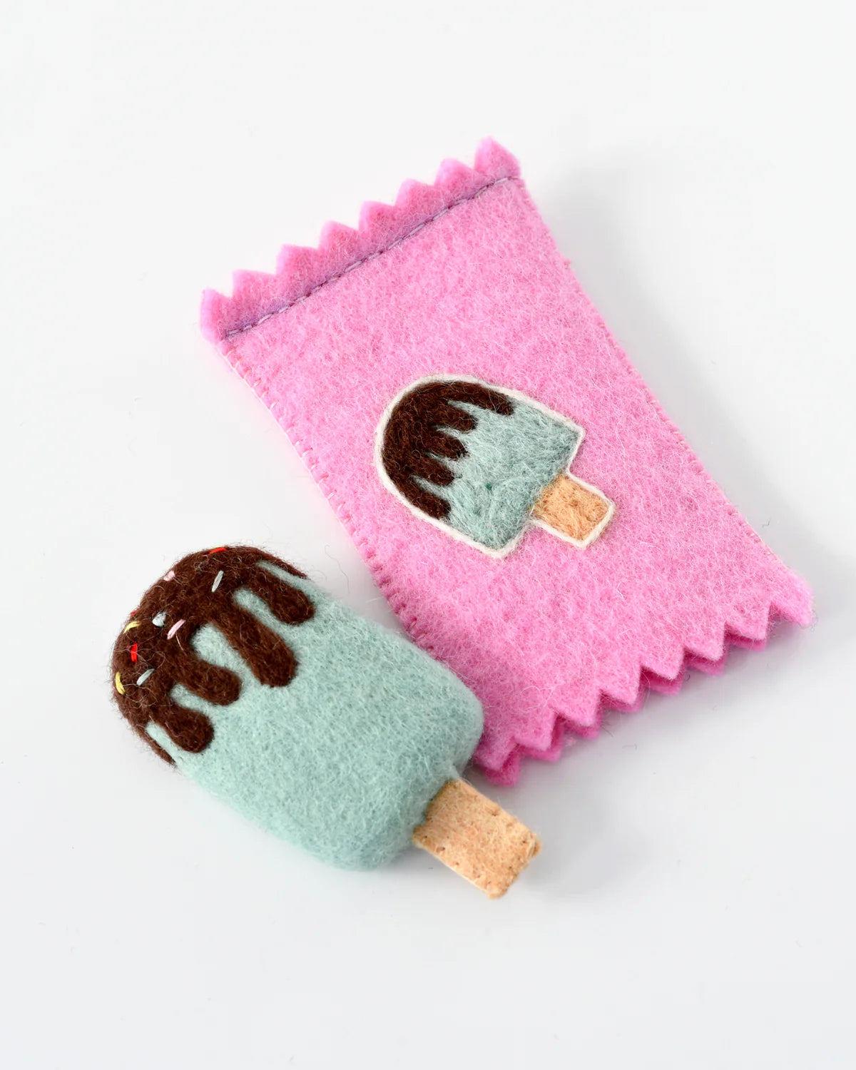 Tara Treasures - Felt Mint Ice Cream Popsicle Toy with Wrapper