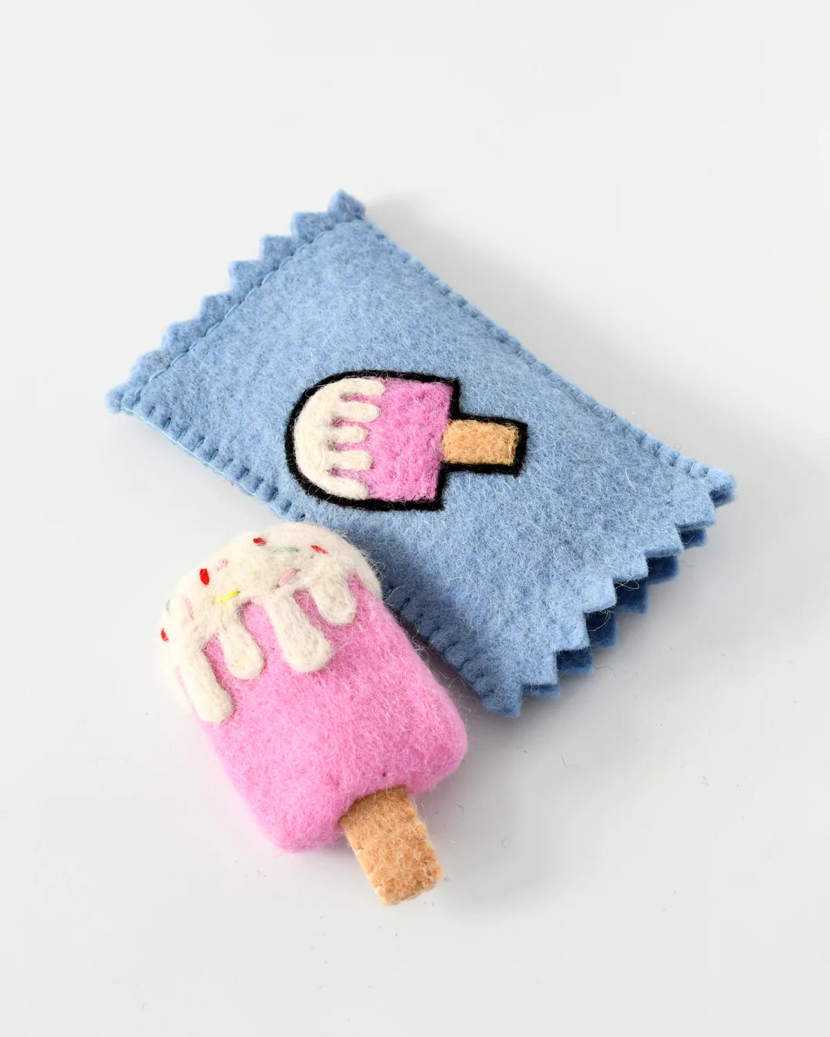 Tara Treasures - Felt Strawberry Ice Cream Popsicle Toy with Wrapper