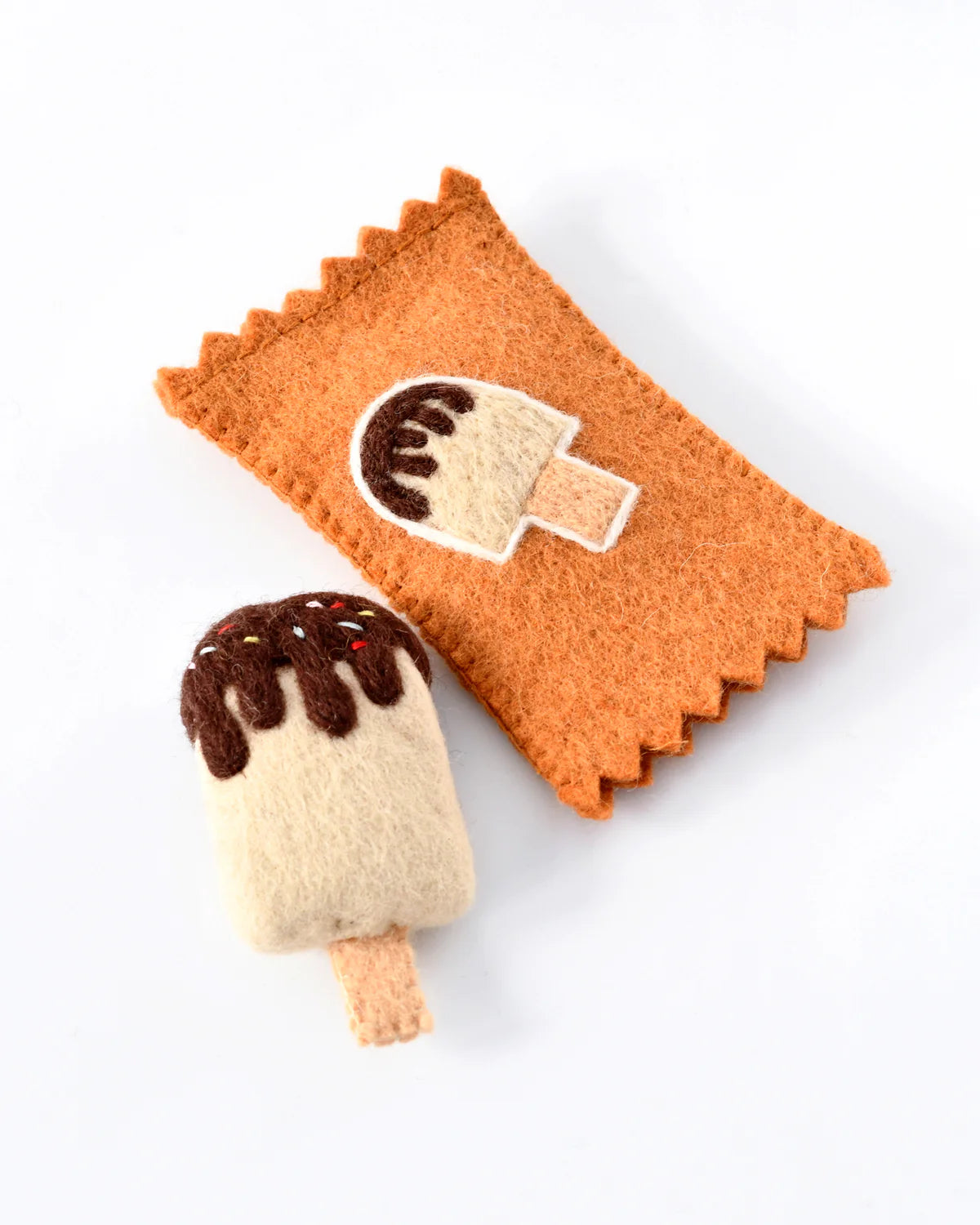 Tara Treasures - Felt Vanilla Ice Cream Popsicle Toy with Wrapper
