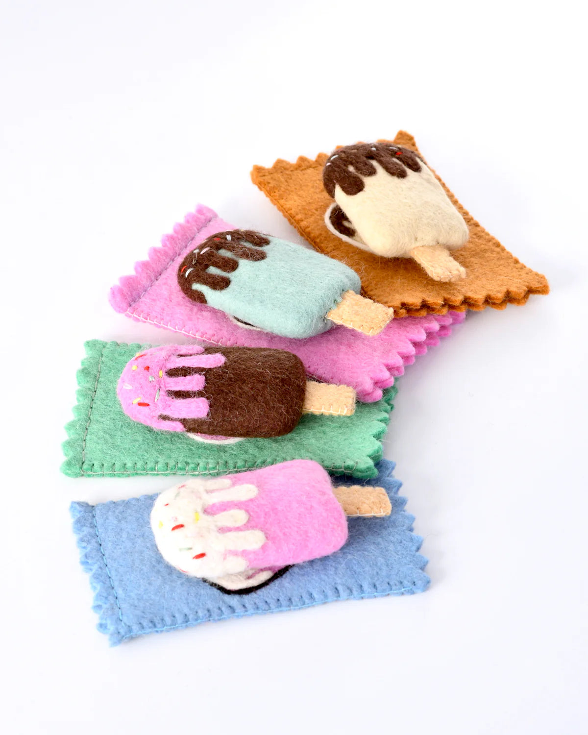 Tara Treasures - Felt Strawberry Ice Cream Popsicle Toy with Wrapper