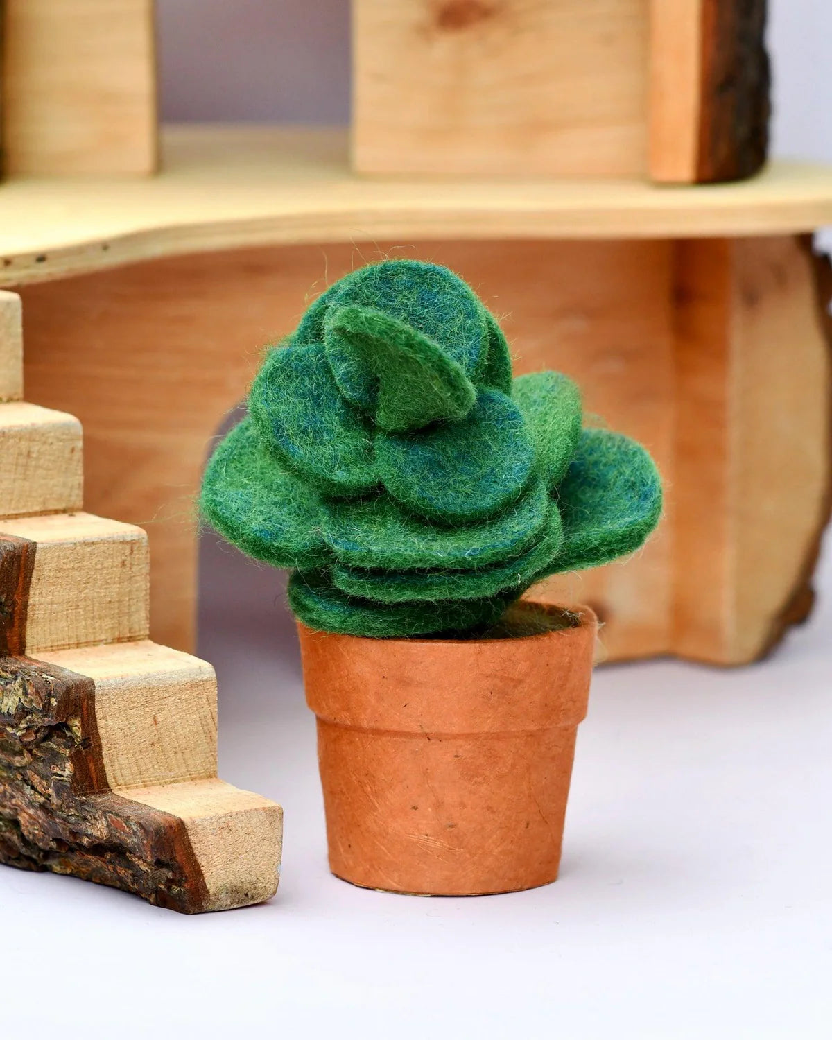 Tara Treasures - Felt Green Jade Succulent Plant with Lokta Paper Pot