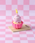 Tara Treasures - Felt Giant Pink Vanilla Cupcake with Candle