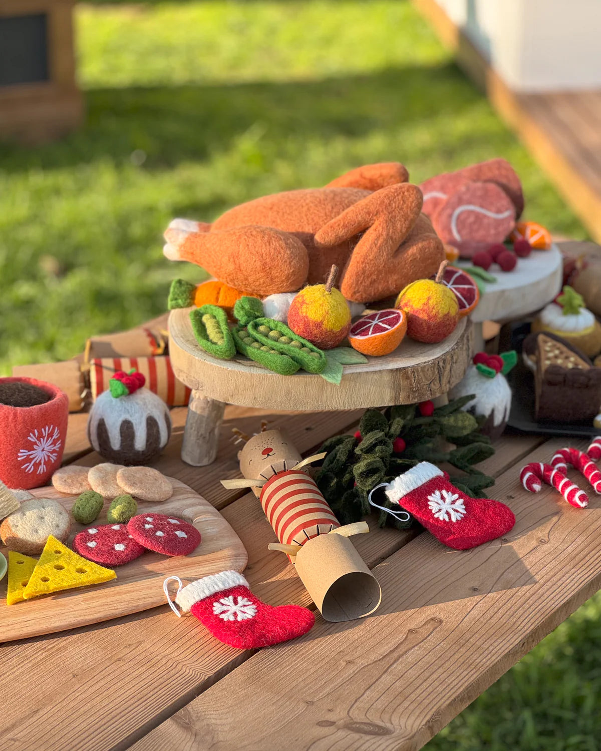 Tara Treasures - Felt Christmas Ham Feast Play Food Set