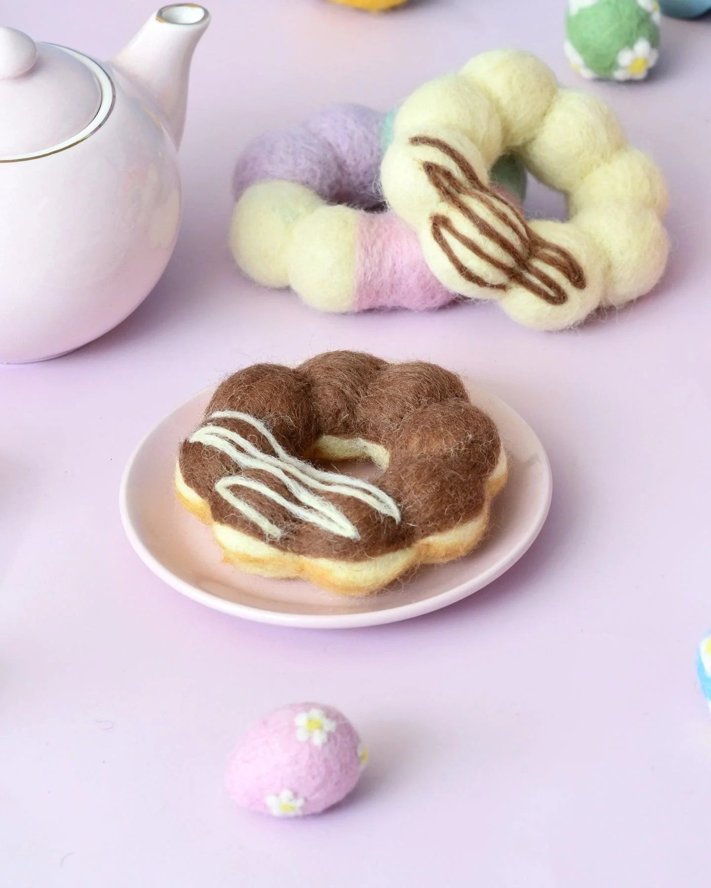 Tara Treasures - Felt Chocolate Pon De Ring Mochi Donut