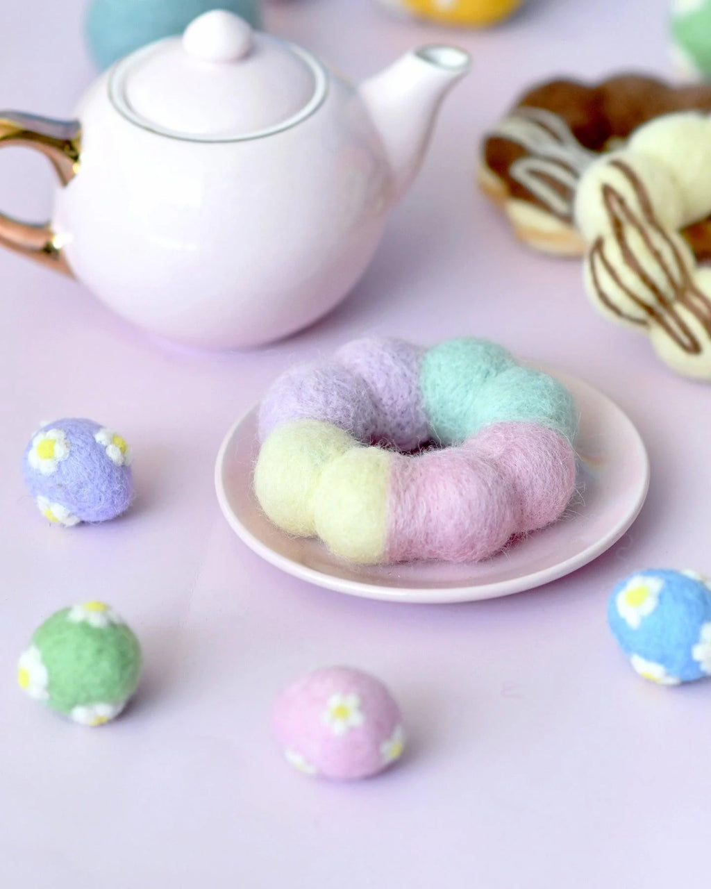 Tara Treasures - Felt Pastel Glaze Vanilla Pon De Ring Mochi Donut