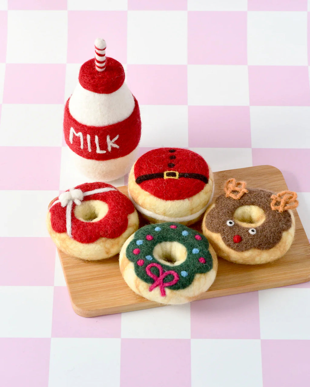 Tara Treasures - Magical Christmas Play Food Set - Santa's Milk and 4 Christmas Donuts