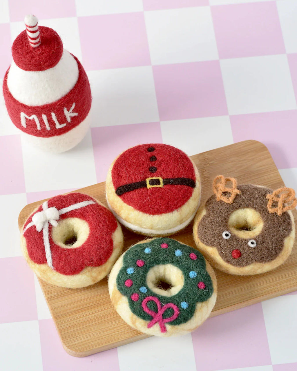 Tara Treasures - Magical Christmas Play Food Set - Santa's Milk and 4 Christmas Donuts