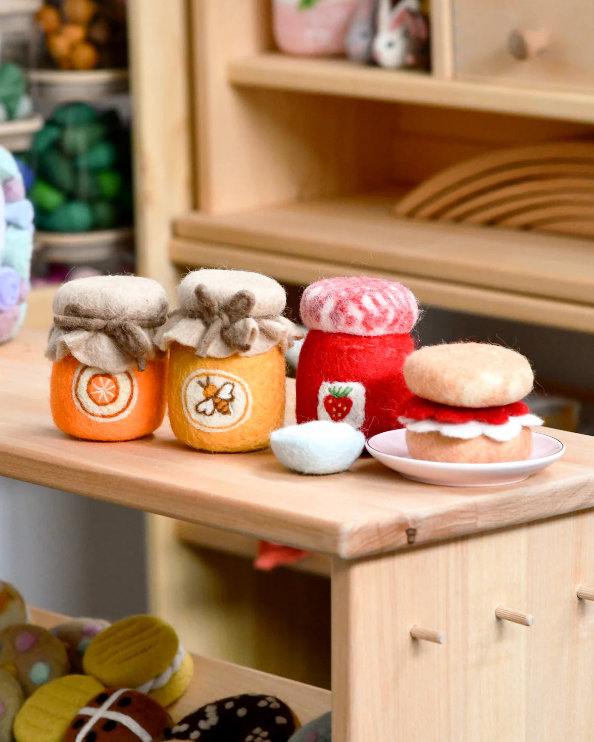 Tara Treasures - Felt Strawberry Jam and Scones Set