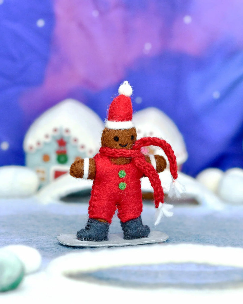 Tara Treasures - Felt Gingerbread on Snowboard Ornament