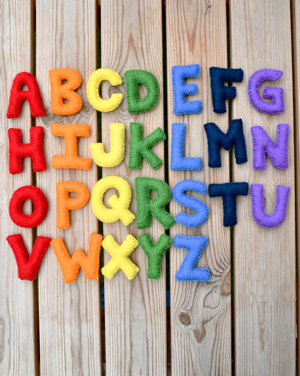 Tara Treasures - Felt Alphabet Capital Uppercase Letters - Rainbow Colourful