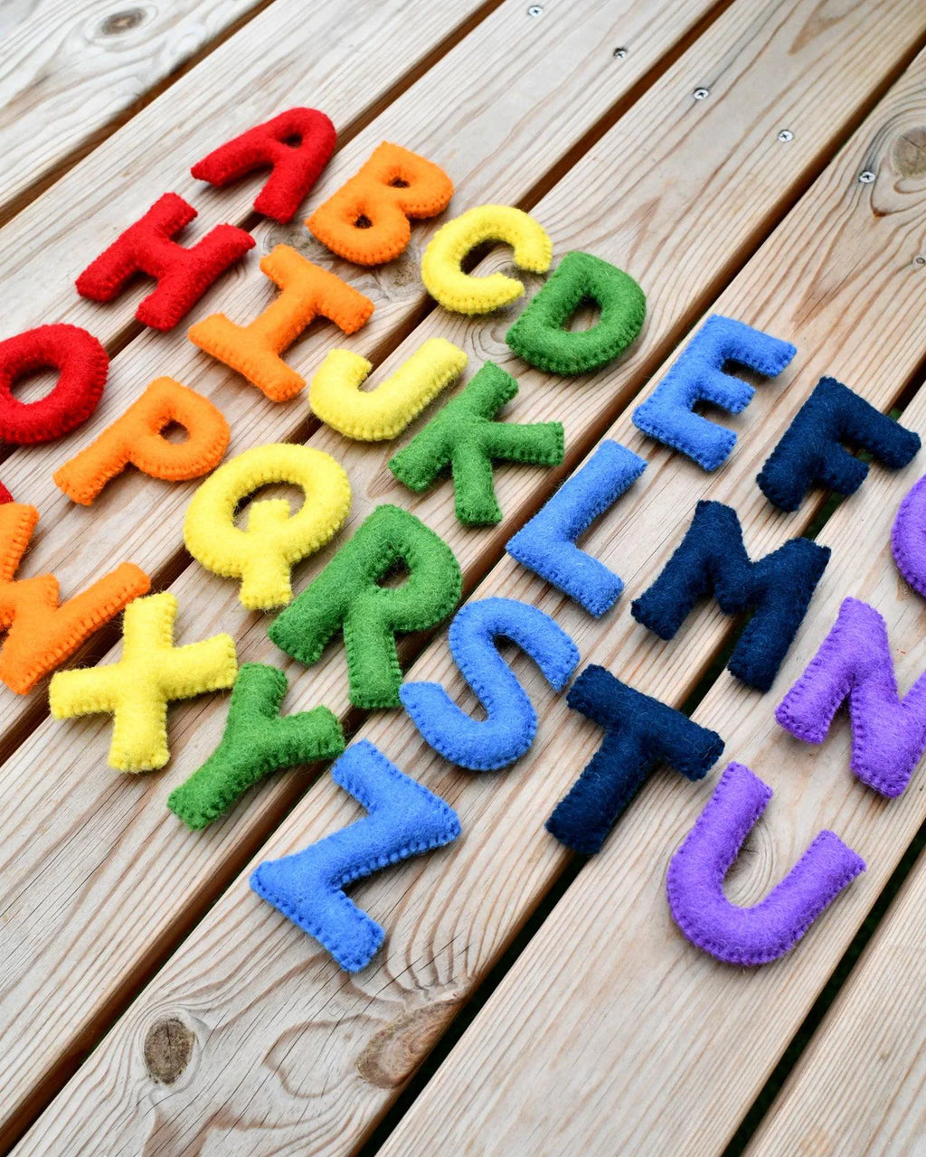 Tara Treasures - Felt Alphabet Capital Uppercase Letters - Rainbow Colourful