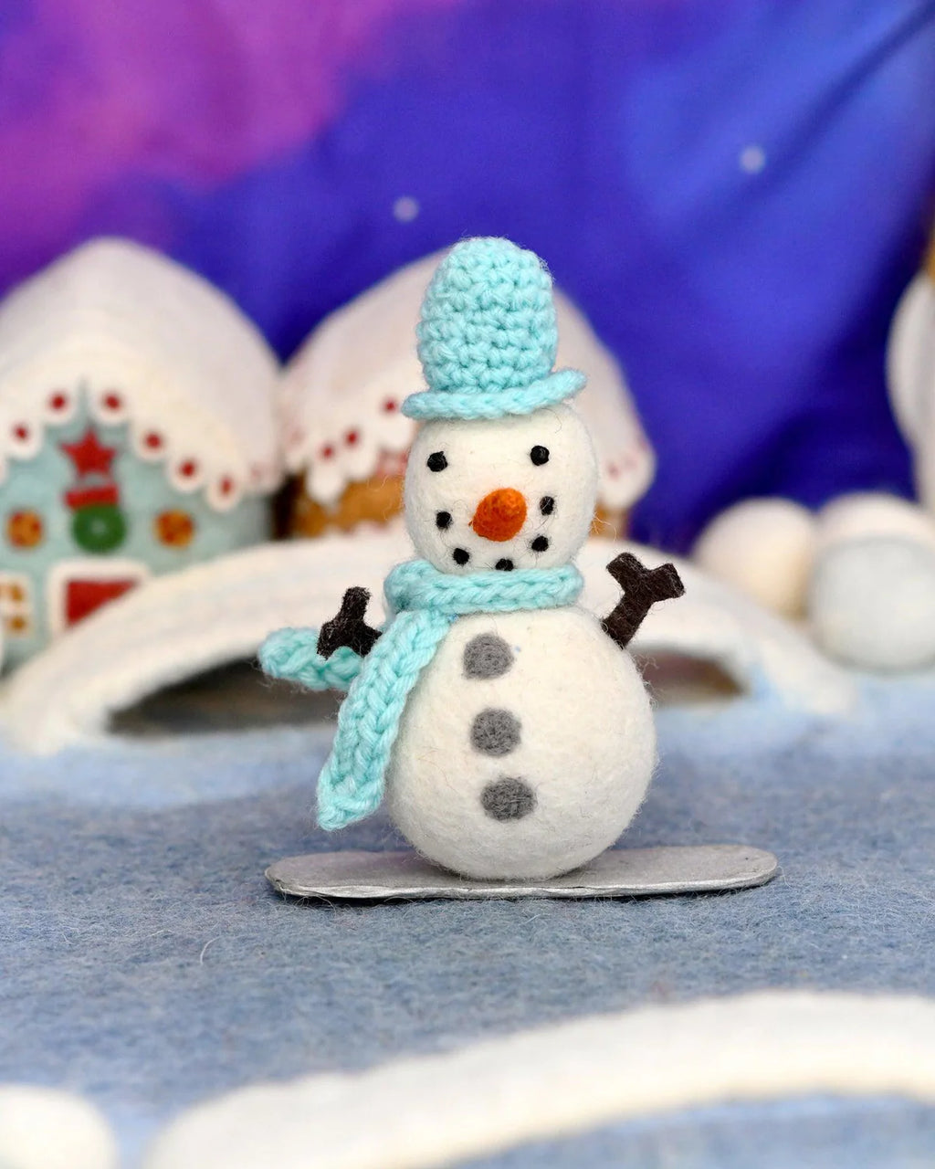 Tara Treasures - Felt Snowman on Snowboard Ornament