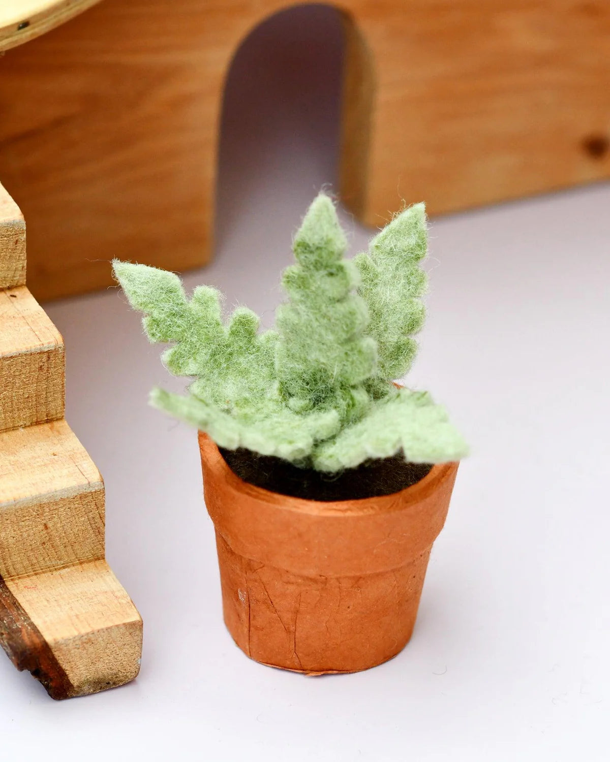 Tara Treasures - Felt Silver Fern with Lokta Paper Pot
