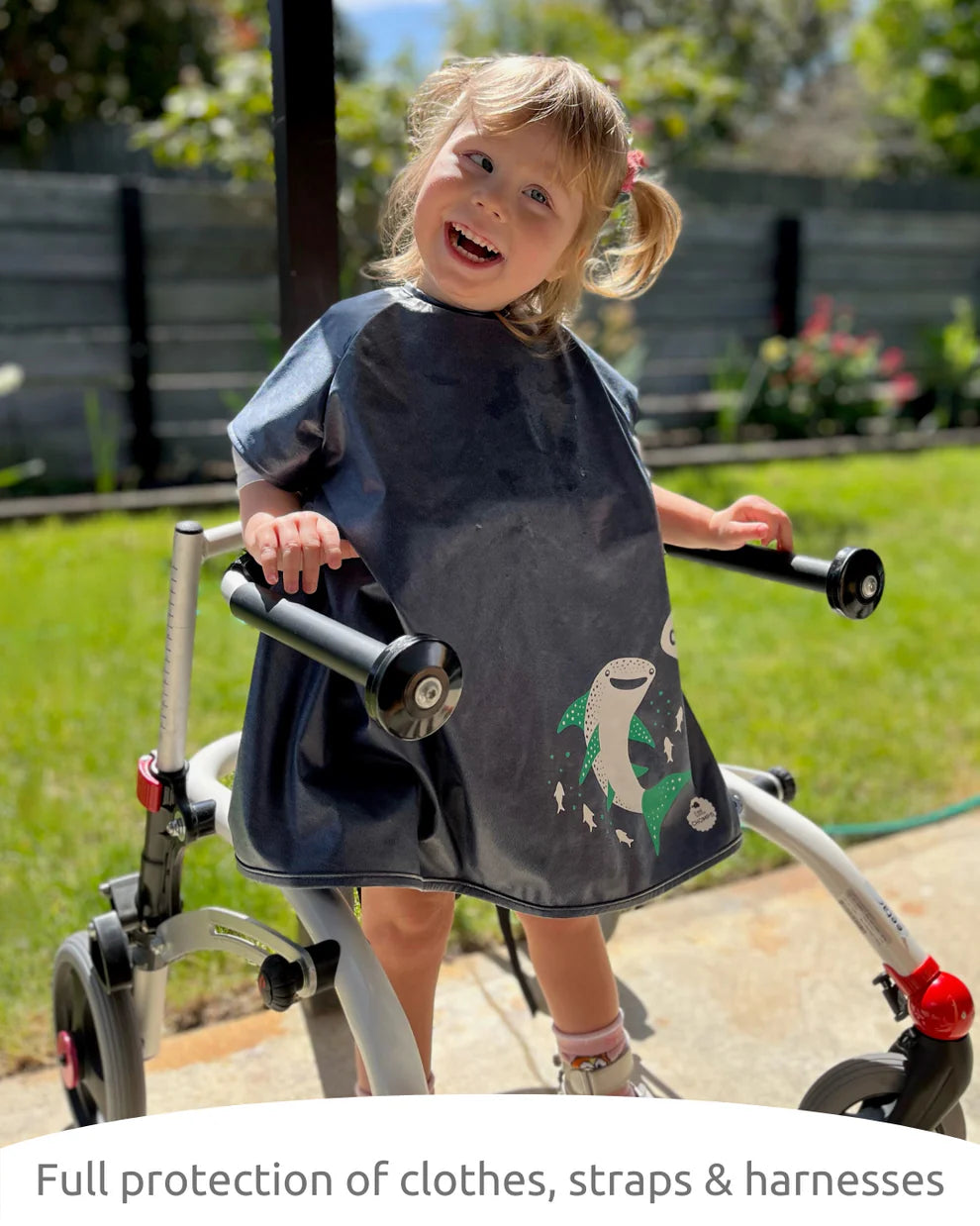 Little Chomps - Short Sleeve Messy Mealtime (Preschool) Smock Bib: 3-6yrs - Blueberry Pie Whale Shark