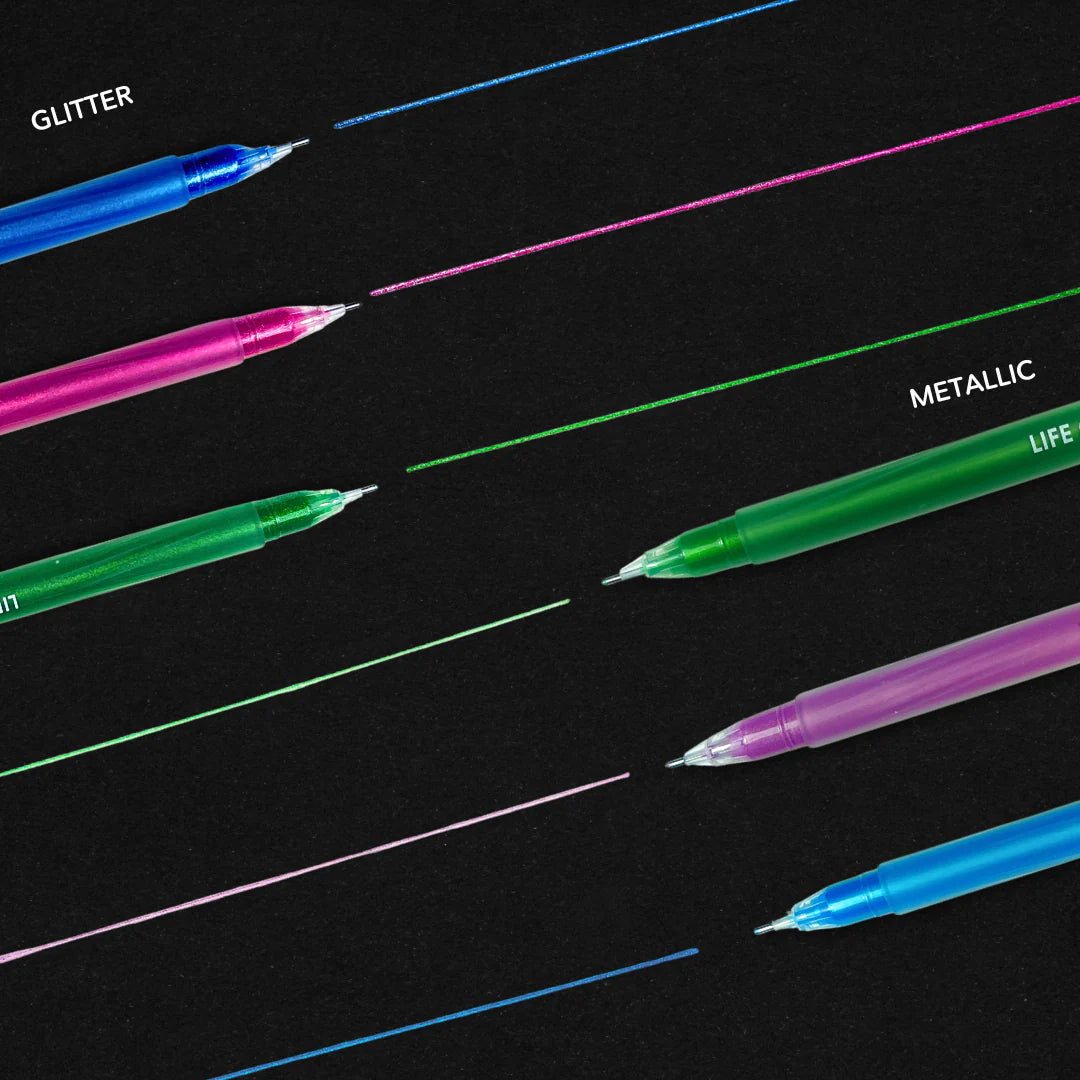 Life of Colour - Juicy Gel Pens - Set of 24 - Metallic and Glitter
