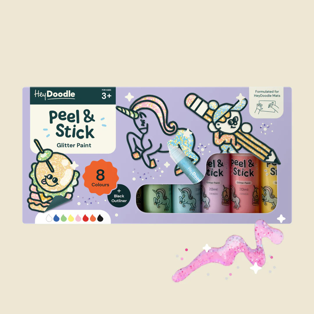 HeyDoodle Peel & Stick Glitter Paint - Easy Peel and Stickable Colours
