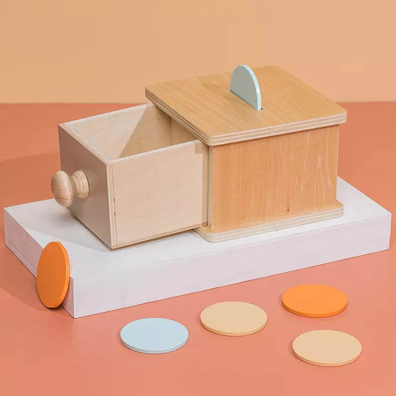 montessori educational toys permanence toys with 5 coins