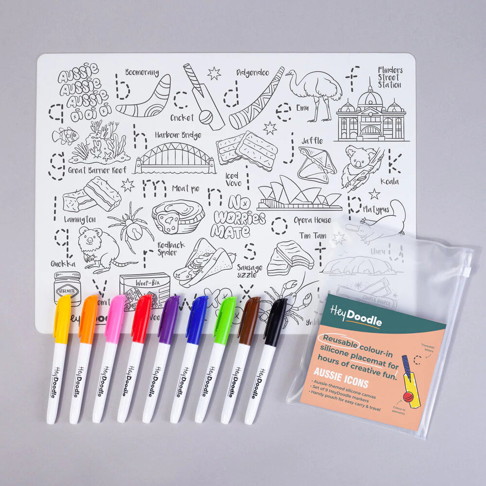 australia icons, heydoodle, silicone mat, kids silicone mats, scribble mat, kids art