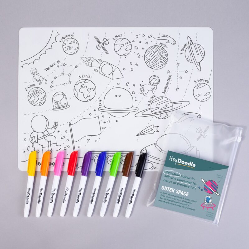 Space, solar system, kids drawing