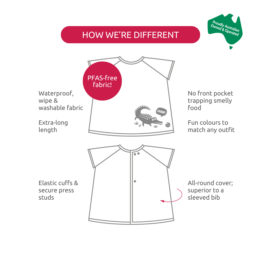 Little Chomps - Short Sleeve Messy Mealtime (Toddler) Smock: 8mths to 4+yrs