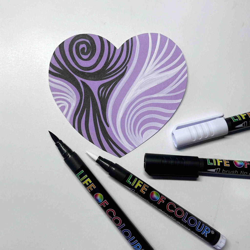 Life of Colour - Black and White Brush Tip Acrylic Paint Pens – Set of 6