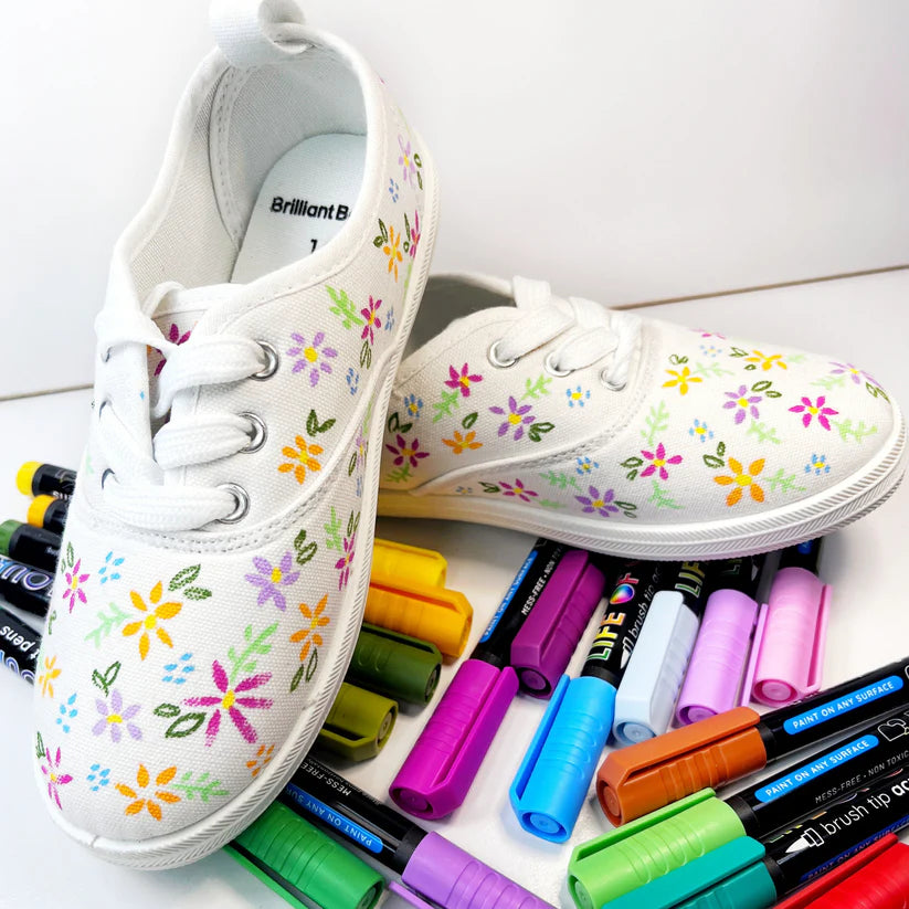 Life of Colour - Floral Colours Brush Tip Acrylic Paint Pens - Set of 12