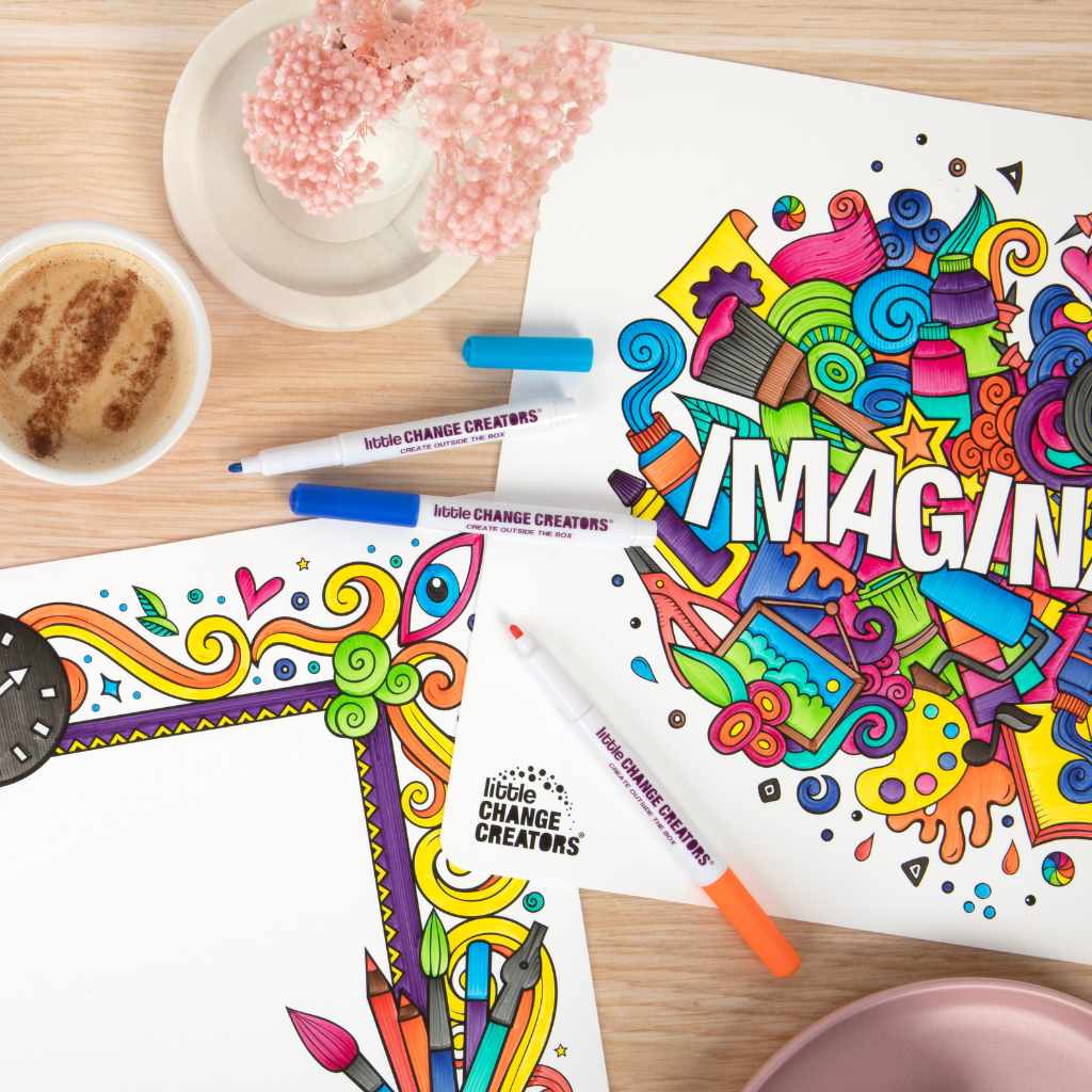 Little Change Creators - LARGE Reusable Silicone Colouring Set - Imagination