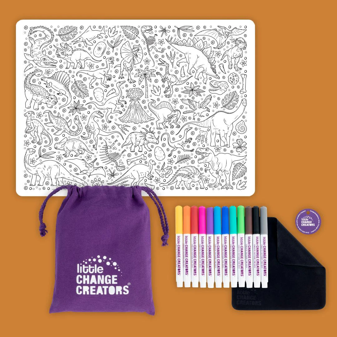 Little Change Creators - LARGE Reusable Silicone Colouring Set - Jurassic